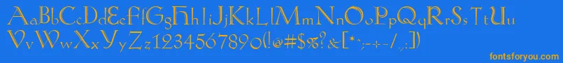 KochAntiquaZier Font – Orange Fonts on Blue Background