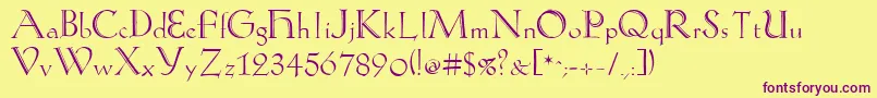 KochAntiquaZier-Schriftart – Violette Schriften auf gelbem Hintergrund