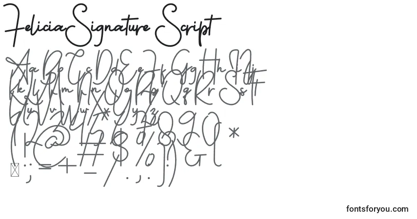 Шрифт FeliciaSignature Script – алфавит, цифры, специальные символы