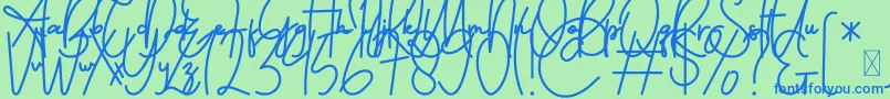 フォントFeliciaSignature Script – 青い文字は緑の背景です。