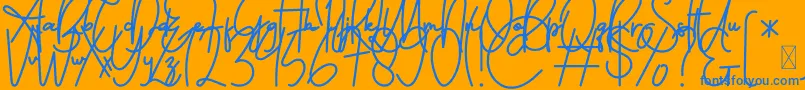 FeliciaSignature Script-fontti – siniset fontit oranssilla taustalla