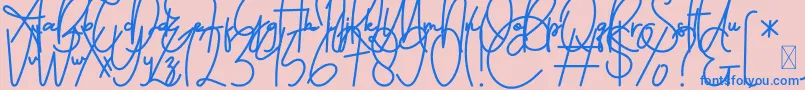 FeliciaSignature Script-fontti – siniset fontit vaaleanpunaisella taustalla