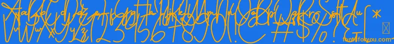 Police FeliciaSignature Script – polices orange sur fond bleu