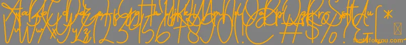 FeliciaSignature Script-fontti – oranssit fontit harmaalla taustalla