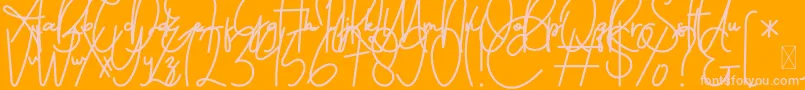 FeliciaSignature Script-fontti – vaaleanpunaiset fontit oranssilla taustalla