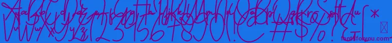 FeliciaSignature Script-Schriftart – Violette Schriften auf blauem Hintergrund