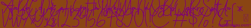 FeliciaSignature Script-fontti – violetit fontit ruskealla taustalla