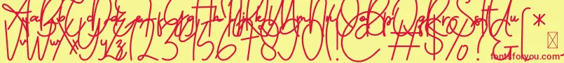 FeliciaSignature Script-Schriftart – Rote Schriften auf gelbem Hintergrund