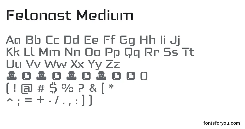 Шрифт Felonast Medium – алфавит, цифры, специальные символы