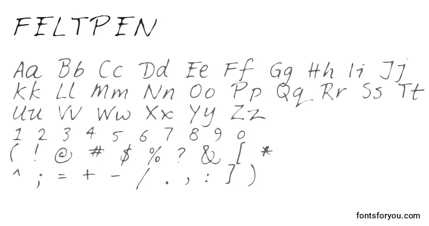 Czcionka FELTPEN  (126578) – alfabet, cyfry, specjalne znaki