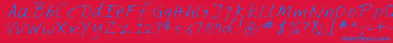FELTPEN -Schriftart – Blaue Schriften auf rotem Hintergrund