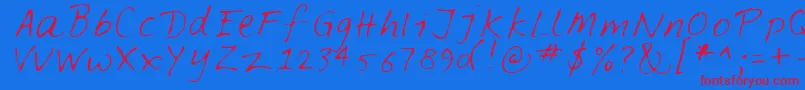 FELTPEN -Schriftart – Rote Schriften auf blauem Hintergrund