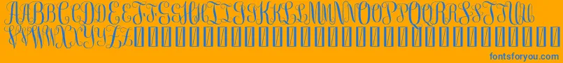 FreemonogramBeta0.5-Schriftart – Blaue Schriften auf orangefarbenem Hintergrund