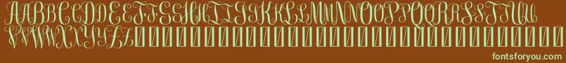 FreemonogramBeta0.5-Schriftart – Grüne Schriften auf braunem Hintergrund