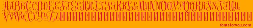 Czcionka FreemonogramBeta0.5 – czerwone czcionki na pomarańczowym tle