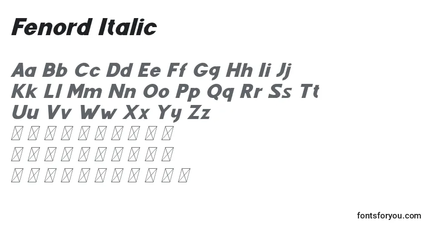 Fenord Italic (126583) Font – alphabet, numbers, special characters