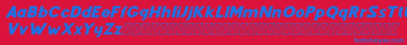 フォントFenord Italic – 赤い背景に青い文字