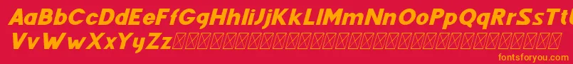 フォントFenord Italic – 赤い背景にオレンジの文字