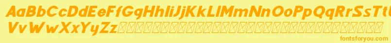 フォントFenord Italic – オレンジの文字が黄色の背景にあります。