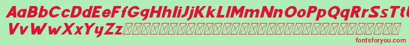 フォントFenord Italic – 赤い文字の緑の背景
