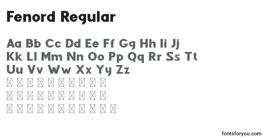 Шрифт Fenord Regular – алфавит, цифры, специальные символы