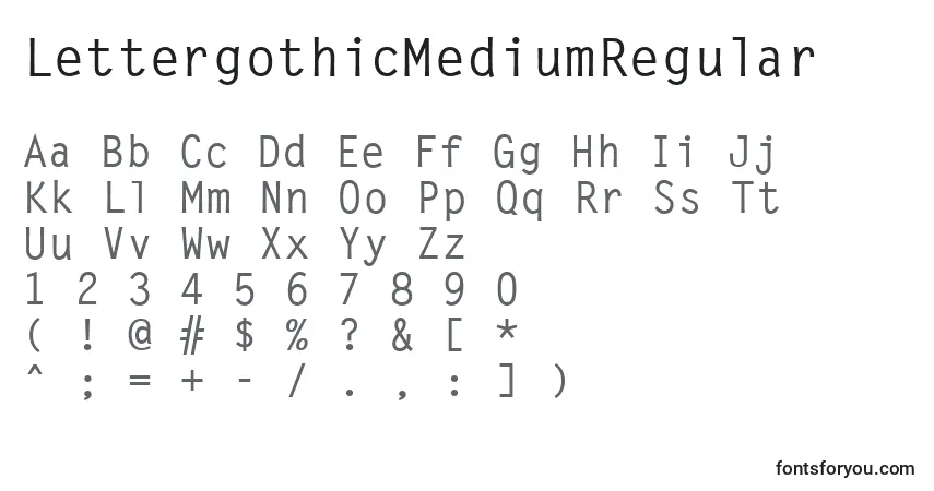 Schriftart LettergothicMediumRegular – Alphabet, Zahlen, spezielle Symbole