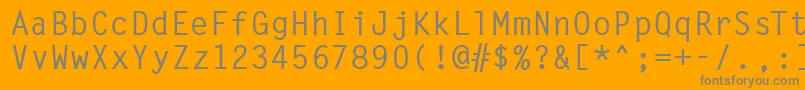 Więcej informacji o czcionce LettergothicMediumRegular Czcionka LettergothicMediumRegular – szare czcionki na pomarańczowym tle