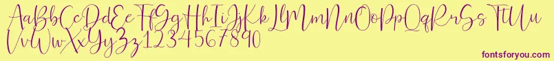 Ferinitta Font – Purple Fonts on Yellow Background