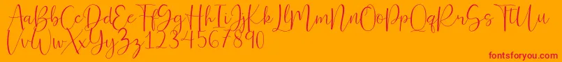 Ferinitta-Schriftart – Rote Schriften auf orangefarbenem Hintergrund