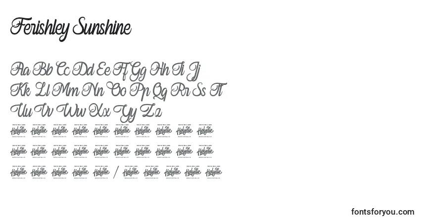 Шрифт Ferishley Sunshine – алфавит, цифры, специальные символы