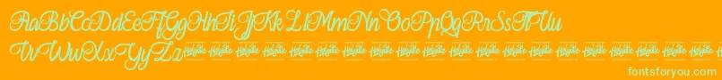 Ferishley Sunshine-Schriftart – Grüne Schriften auf orangefarbenem Hintergrund