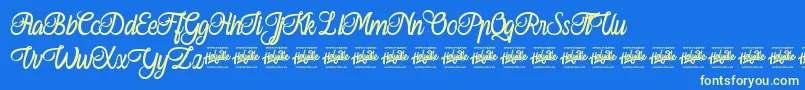 Ferishley Sunshine Font – Yellow Fonts on Blue Background