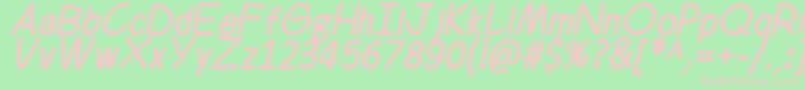 Fonte Ferrero Rocker Bold Italic – fontes rosa em um fundo verde