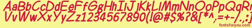 Fonte Ferrero Rocker Bold Italic – fontes vermelhas em um fundo amarelo