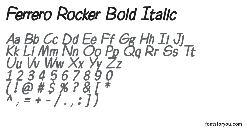Schriftart Ferrero Rocker Bold Italic (126594) – Alphabet, Zahlen, spezielle Symbole