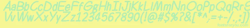 Fonte Ferrero Rocker Bold Italic – fontes verdes em um fundo amarelo