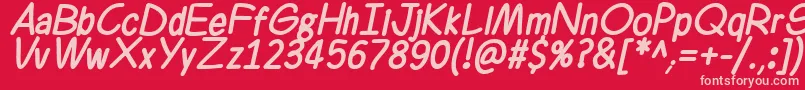 Fonte Ferrero Rocker Bold Italic – fontes rosa em um fundo vermelho