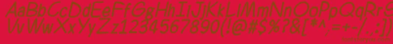 Czcionka Ferrero Rocker Italic – brązowe czcionki na czerwonym tle