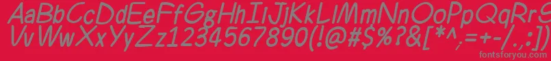 Ferrero Rocker Italic-fontti – harmaat kirjasimet punaisella taustalla
