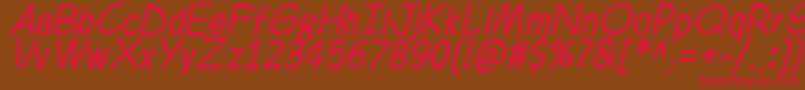 Czcionka Ferrero Rocker Italic – czerwone czcionki na brązowym tle