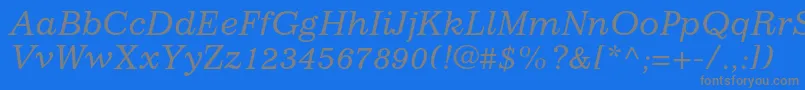 Weitere Informationen zur ImpressumstdItalic-Schriftart ImpressumstdItalic-Schriftart – Graue Schriften auf blauem Hintergrund