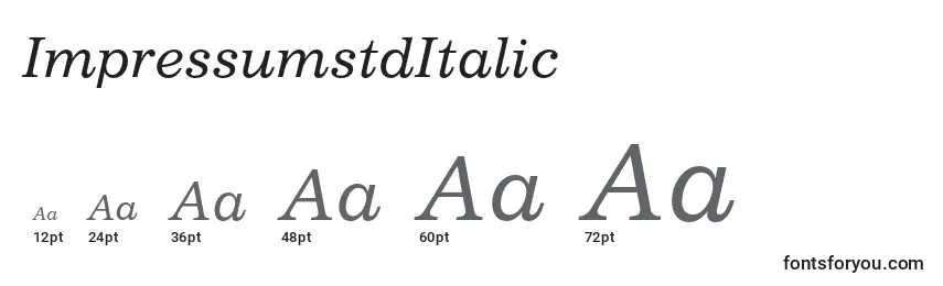 Размеры шрифта ImpressumstdItalic