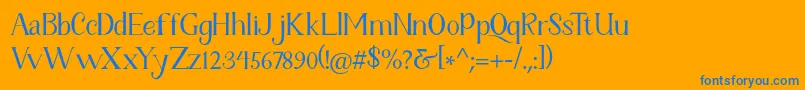 Fetance Reguler-Schriftart – Blaue Schriften auf orangefarbenem Hintergrund