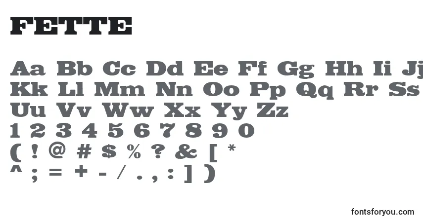 A fonte FETTE    (126605) – alfabeto, números, caracteres especiais
