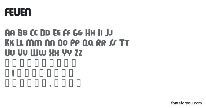 A fonte FEUEN    (126606) – alfabeto, números, caracteres especiais