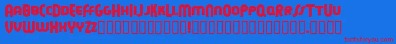 FEUEN   -Schriftart – Rote Schriften auf blauem Hintergrund