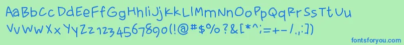 fewriter memesbruh03 Font – Blue Fonts on Green Background