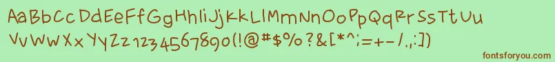 fewriter memesbruh03 Font – Brown Fonts on Green Background