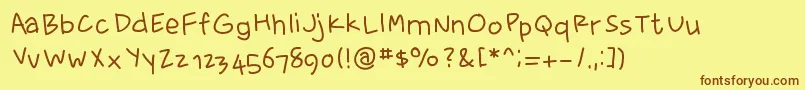 fewriter memesbruh03 Font – Brown Fonts on Yellow Background