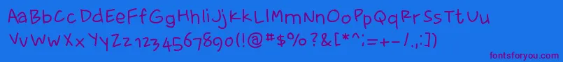 fewriter memesbruh03 Font – Purple Fonts on Blue Background